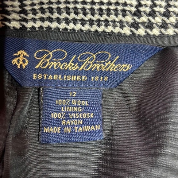 Brooks Brothers 346 Houndstooth Black White Plaid Wool Skirt size 12 Career Wear - Picture 7 of 9